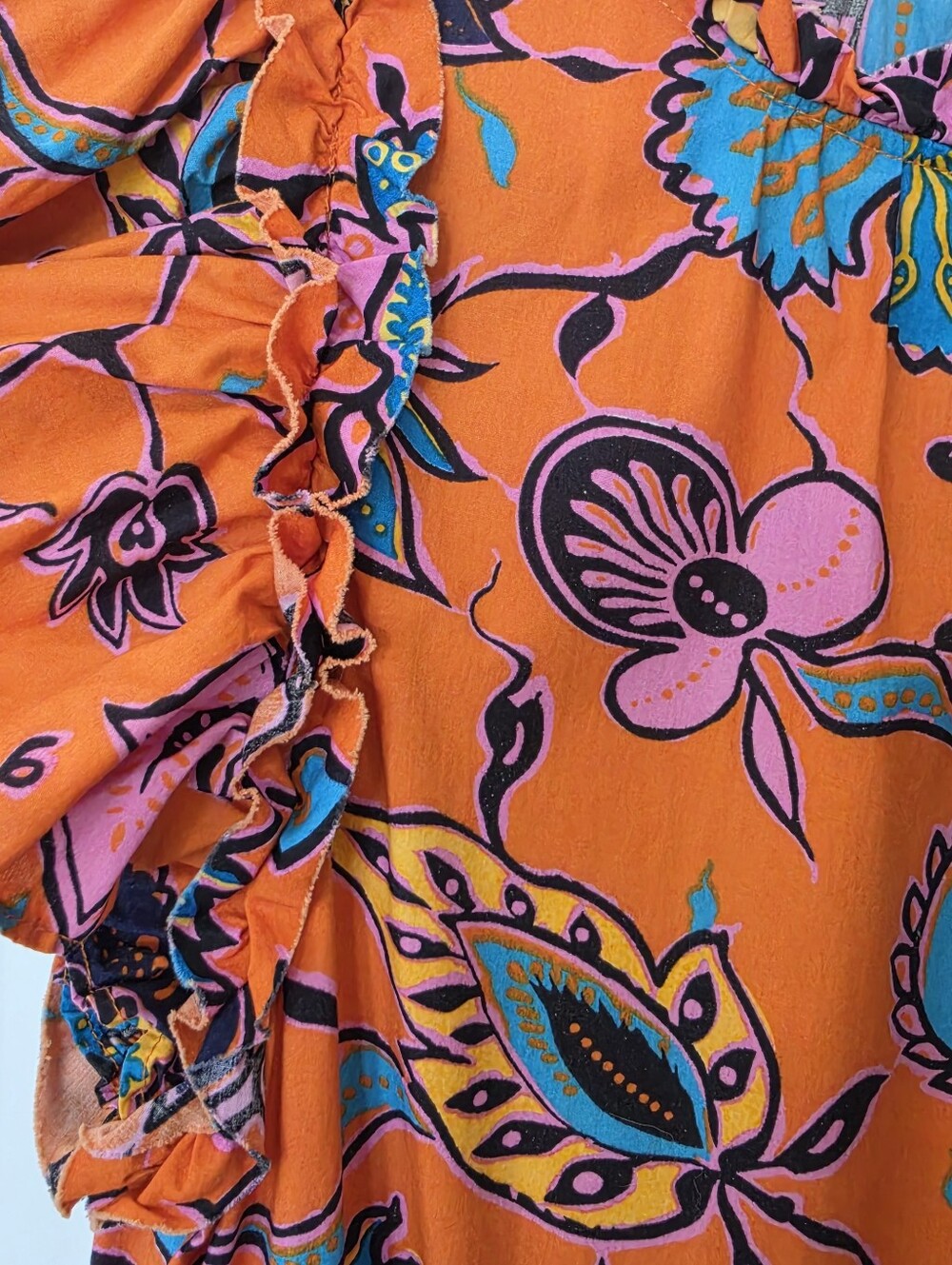 House Of Harlow 1960 Orange Floral Tiered Boho Mini Dress - Picture 6 of 11